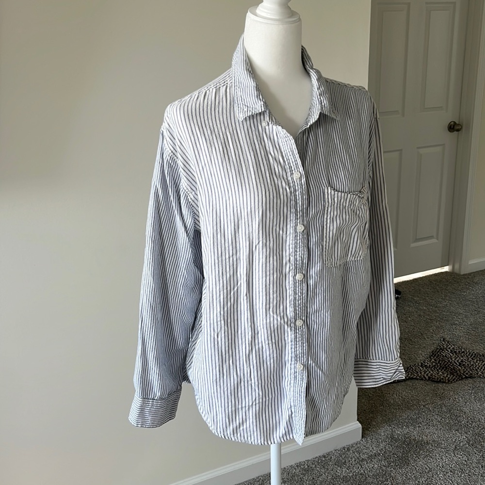 American Eagle Striped Flannel Button Down Top